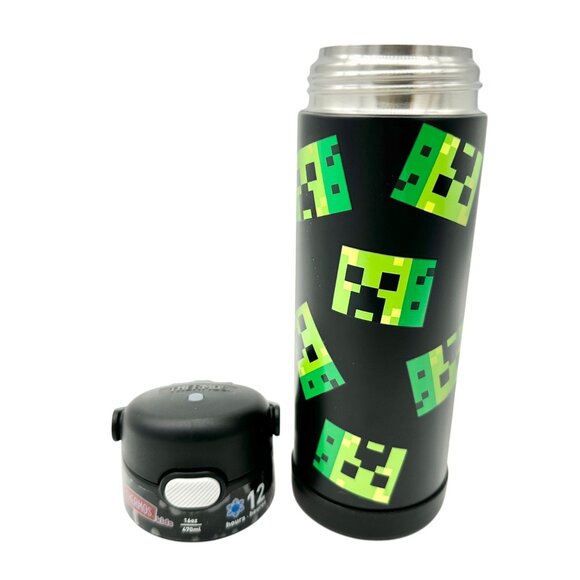 Minecraft Thermos Insulated Lunch Bag and 16oz Bottle Creeper Black Green 10x7x3 - Picture 4 of 11